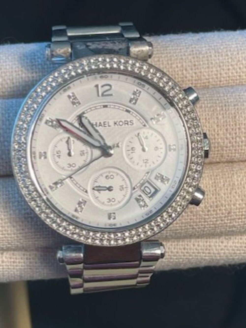Michael Kors dated adjust watch with crystals